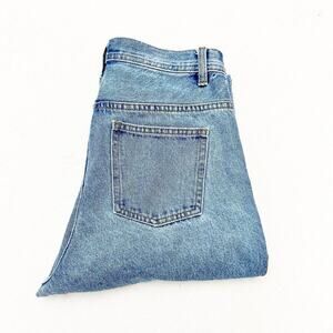 Princess Polly Straight Leg High Rise Med Wash Denim Jeans Frayed Hem Size 4